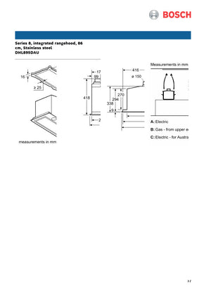 Bosch DHL895DAU Series 8 86cm Stainless Steel Integrated Rangehood