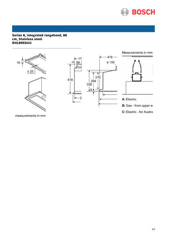 Bosch DHL895DAU Series 8 86cm Stainless Steel Integrated Rangehood