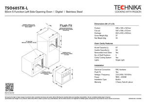 Technika TSO605TX 60cm 5 Function Side Opening Built-In Oven