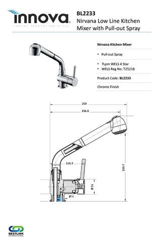 Innova BL2233 Nirvana Pull-out Spray Kitchen Mixer