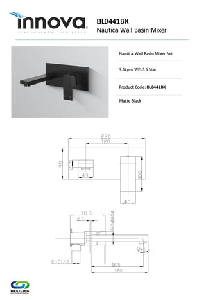 Innova BL0441 Nautica Wall Basin Mixer