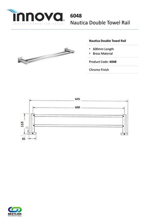 Innova 6048 Nautica 600mm Wide Double Towel Rail