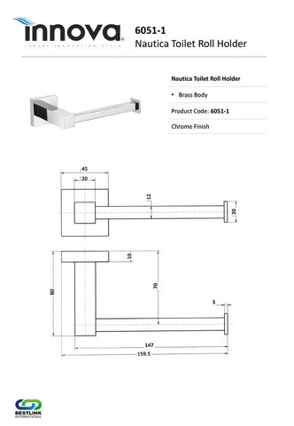 Innova 60511 Nautica Toilet Roll Holder