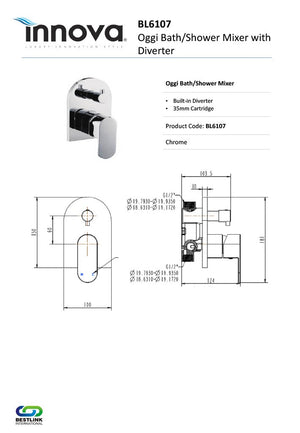 Innova BL6107 Oggi Bath/Shower Mixer with Diverter