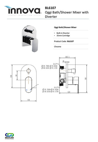 Innova BL6107 Oggi Bath/Shower Mixer with Diverter