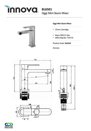 Innova BL6501 Oggi Mini Basin Mixer