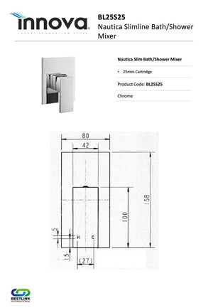 Innova BL25S25 Nautica Slimline Bath/Shower Mixer