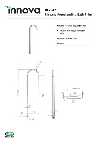 Innova BL7547 Nirvana Freestanding Bath Filler