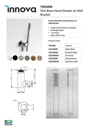 Innova YSD1046 New York Microphone Handshower on Adjustable Bracket