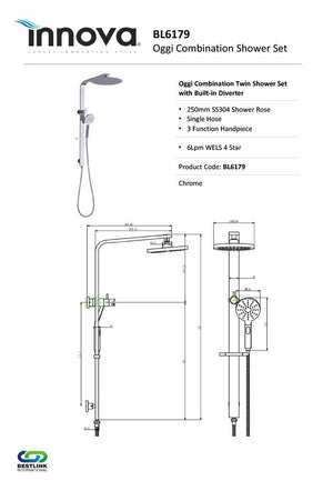 Innova BL6179 Oggi Combination Twin Shower Set