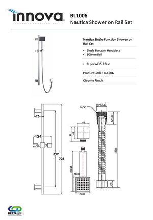 Innova BL1006 Nautica Single Function Shower on Rail Set