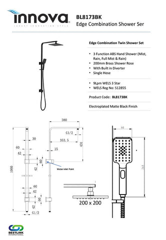 Innova BL8173 Edge Slim Combination Twin Shower Set