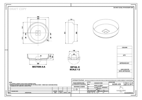 Kaskade BONN450 450mm Bench Mounted Basin