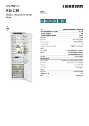 Liebherr IRBh 5120 Plus BioFresh Integrated Refrigerator