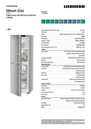 Liebherr SBNsdh 5264 BioFresh NoFrost Fridge-Freezer