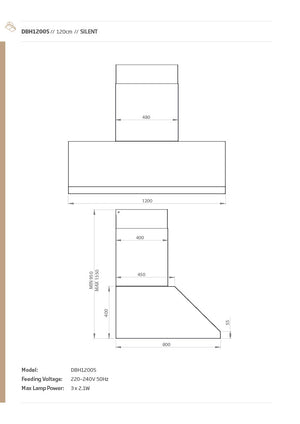 Schweigen DBH1200S 1200mm Silent BBQ Alfresco Rangehood