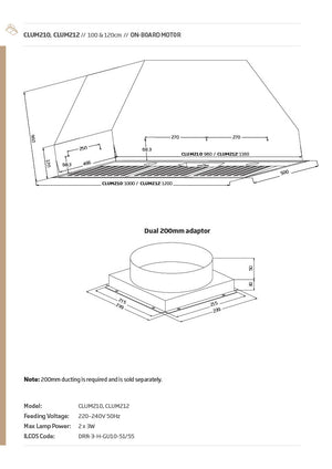 Schweigen CLUM210 1000mm Non-Silent BBQ Alfresco Rangehood