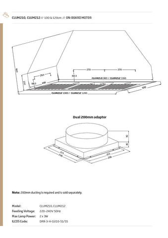 Schweigen CLUM210 1000mm Non-Silent BBQ Alfresco Rangehood