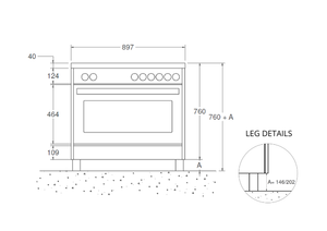 Bertazzoni MPL95I1ETNT Master Series 90cm Wide Freestanding Cooker