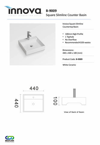 Innova B9009 Slim Above Counter Basin