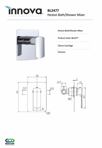 Innova BL2477 Heston Bath/Shower Mixer