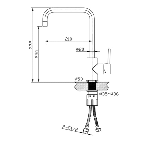 Innova BL3002 Nirvana Sq Gooseneck Kitchen Mixer