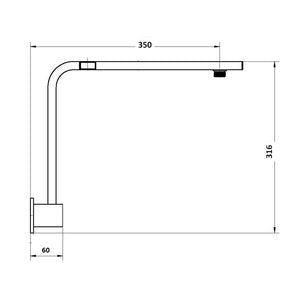 Innova BL8003 Nautica 350mm Wall Mounted Gooseneck Shower Arm