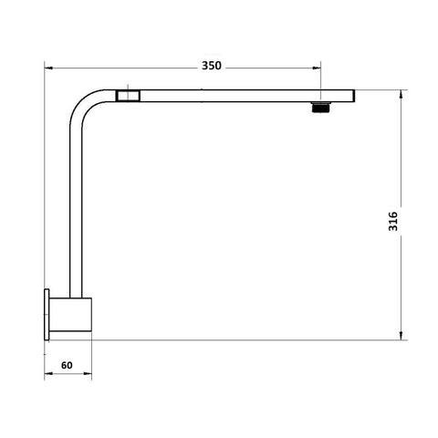 Innova BL8003 Nautica 350mm Wall Mounted Gooseneck Shower Arm