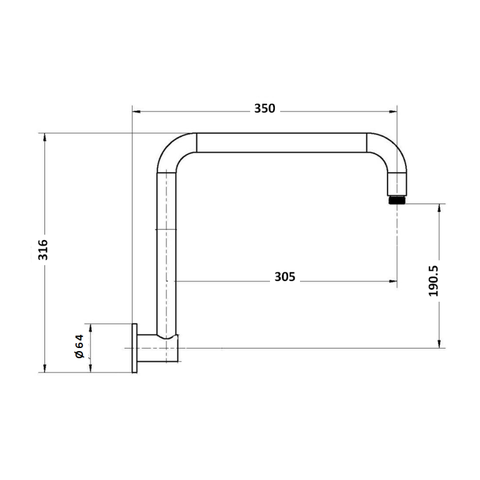 Innova BL8013 Nirvana 350mm Gooseneck Wall Mounted Shower Arm