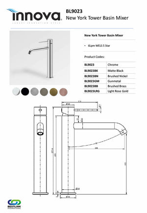 Innova BL9023 New York Vessel Basin Mixer