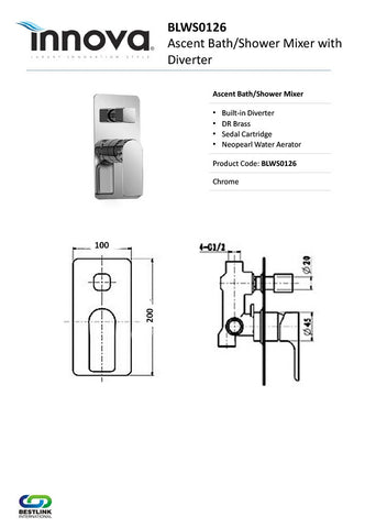 Innova BLWS0126 Ascent Bath/Shower Diverter Mixer