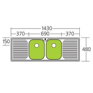 Oliveri DZ153 Diaz Double Bowl Sink With Double Drainer