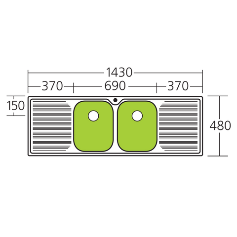 Oliveri DZ153 Diaz Double Bowl Sink With Double Drainer