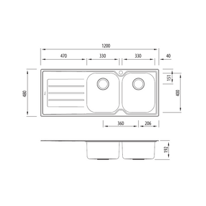 Oliveri FL171/FL172 Flinders Double Bowl Topmount Sink With Drainer