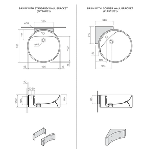 Flaminia FL5050/1S Twinset 525mm Wide Wall Basin