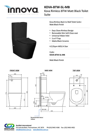 Innova KOVABTWSL Kova Matte White Toilet Suite