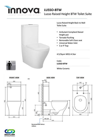 Innova LUSSOBTW Lusso Tornado Flush Back to Wall Toilet Suite