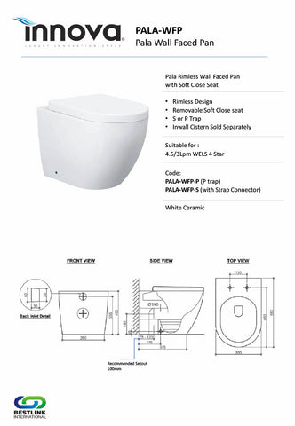 Innova PALAWFP Pala Rimless Wall Faced Pan