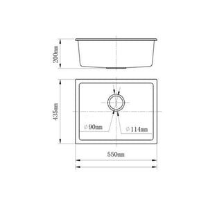 Innova SG5543 Kara Black Quartz 550mm Wide Single Bowl Sink