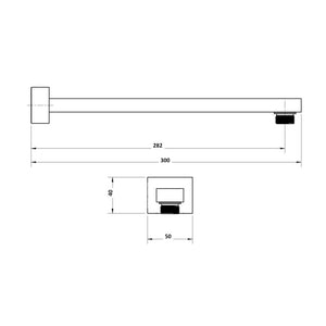 Innova SH10041 Nautica 300mm Straight Wall Mounted Shower Arm