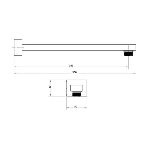 Innova SH10041 Nautica 300mm Straight Wall Mounted Shower Arm