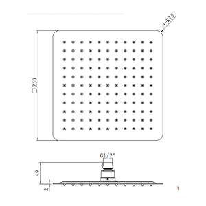 Innova SH1013 Nautica SS 250mm Slim Square Shower Rose