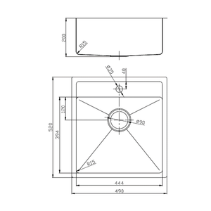 Innova SR4952 Handmade 490mm Wide Single Bowl Kitchen Sink with Taphole