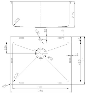 Unique FA-6551AR Piato 70 Litre Inset Sink