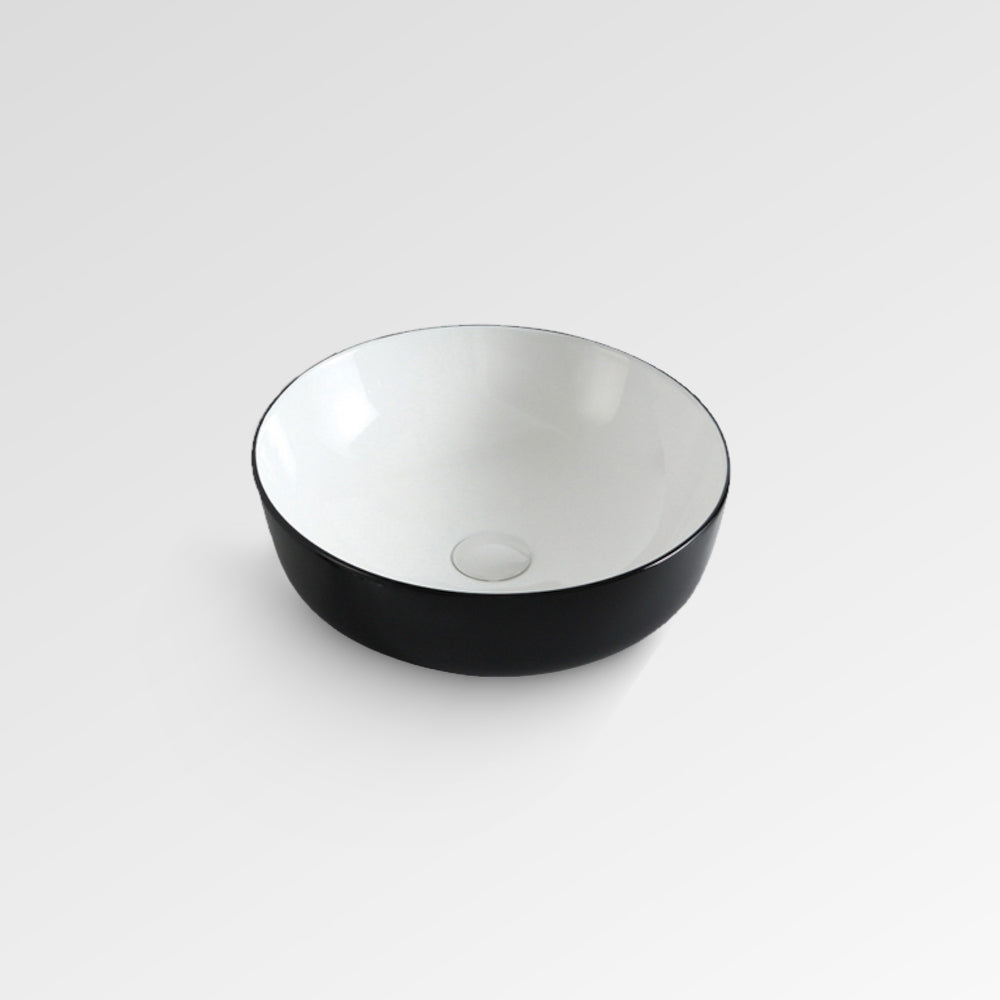 Innova B1090BW Above Counter Fine Round Black & White Vessel Basin