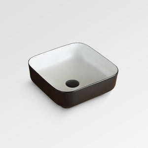 Innova B1091BW Above Counter Fine Square Black & White Vessel Basin