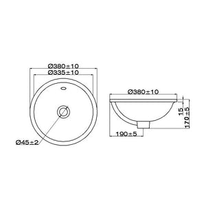 Innova B3817 380mm Round Under Counter Basin