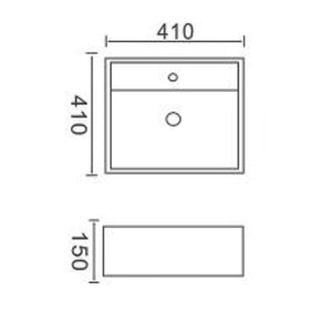 Innova B9401W 410mm Wide Square Wall Hung Ceramic Basin