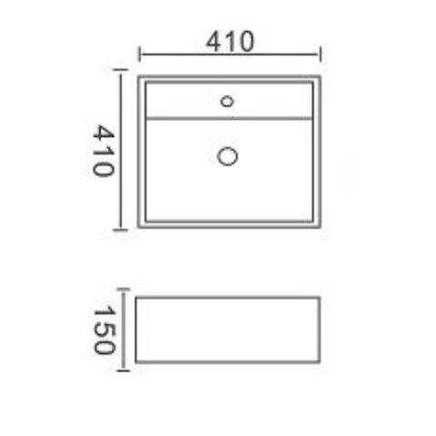 Innova B9401W 410mm Wide Square Wall Hung Ceramic Basin