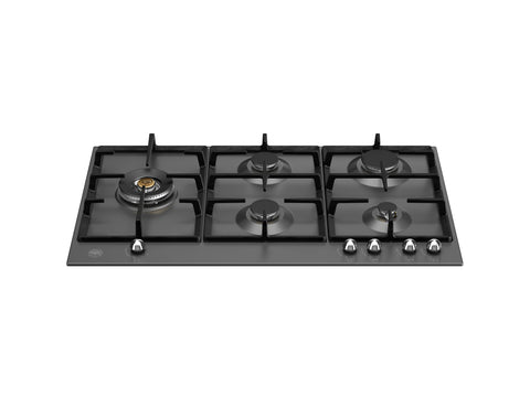 Bertazzoni P905LHERNE Heritage Series 90cm Matte Black Gas Hob with Lateral Dual Wok